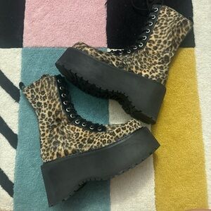 Dolls Kill x Elvira collaboration, leopard print boots